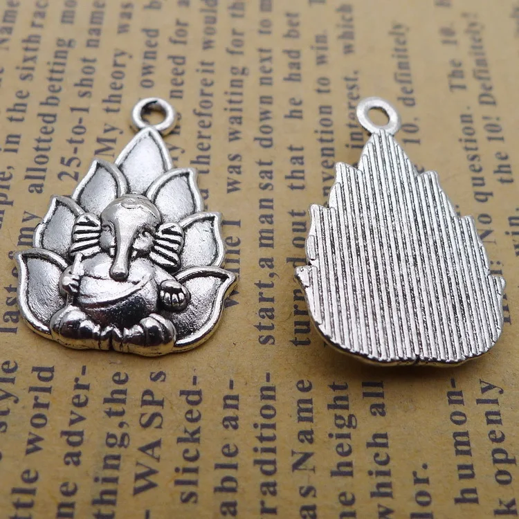 

Earring Charms Elephant God Charms Antique Silver Color 18x25mm 4 Pieces