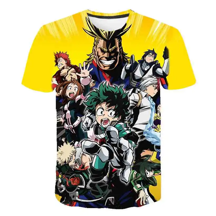 

2021 Summer Kids Cartoon T-shirts for Boys and Girls Boku Anime My Hero Academy O-Neck Casual Sweatshirt Top 3D Printing