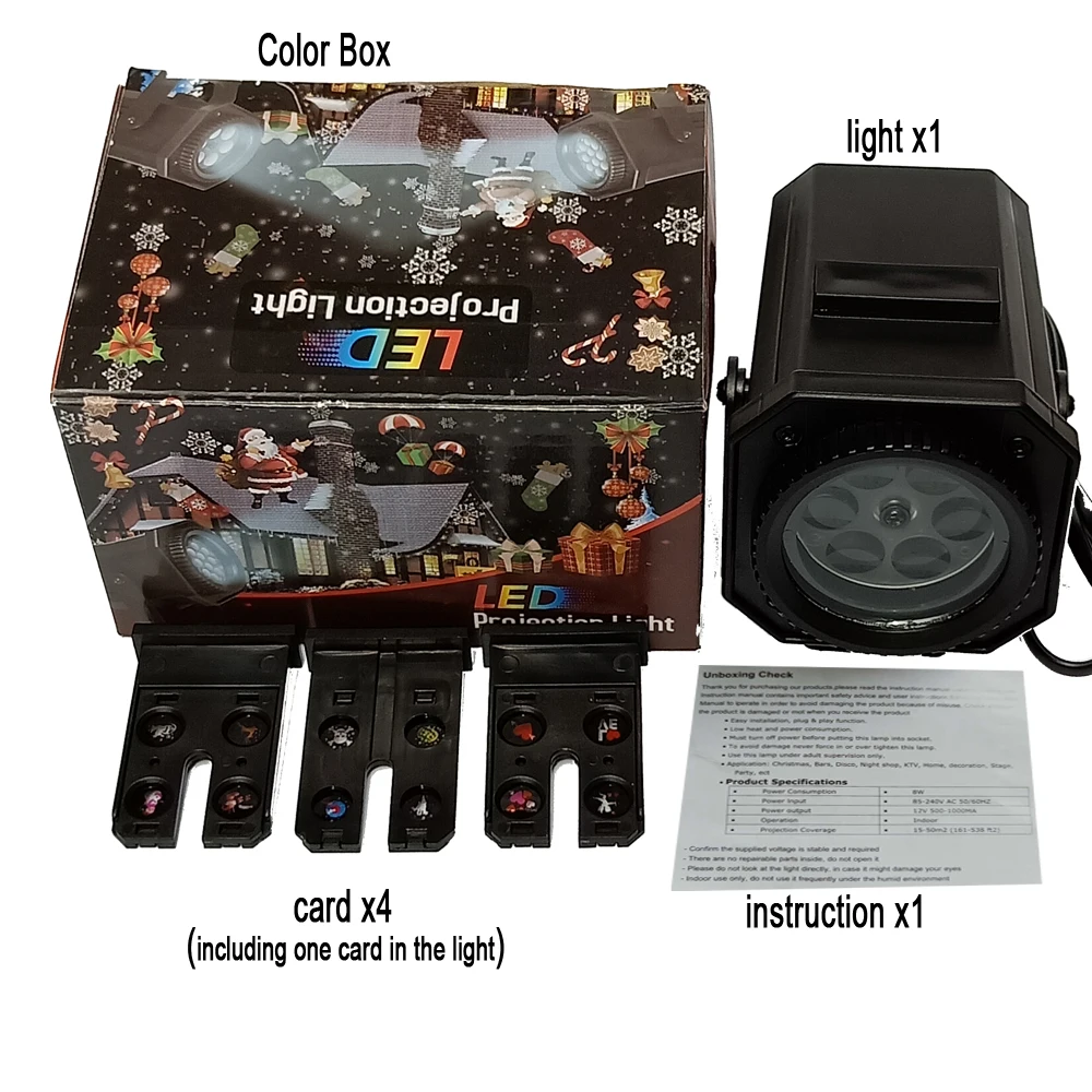 4 узора светодиодный лазерный проектор лампа Снежинка диско свет