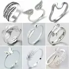 Huitan индивидуальные открытые кольца с перьями для женщин простой стильный дизайн Модная женская бижутерия для вечевечерние 2021 Лидер продаж
