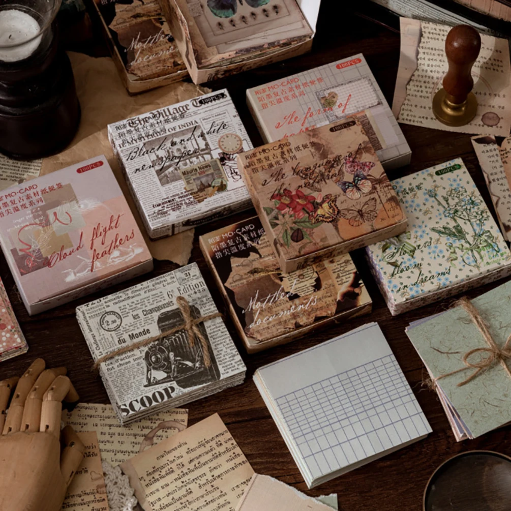 100 шт. винтажная бумага для скрапбукинга мини ретро свежий DIY коллаж