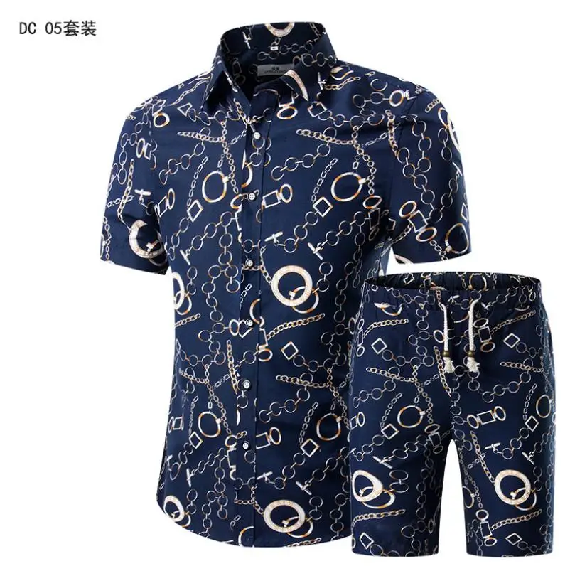 5XL Mesn летние дизайнерские спортивные костюмы из 2 предметов с отворотом короткими