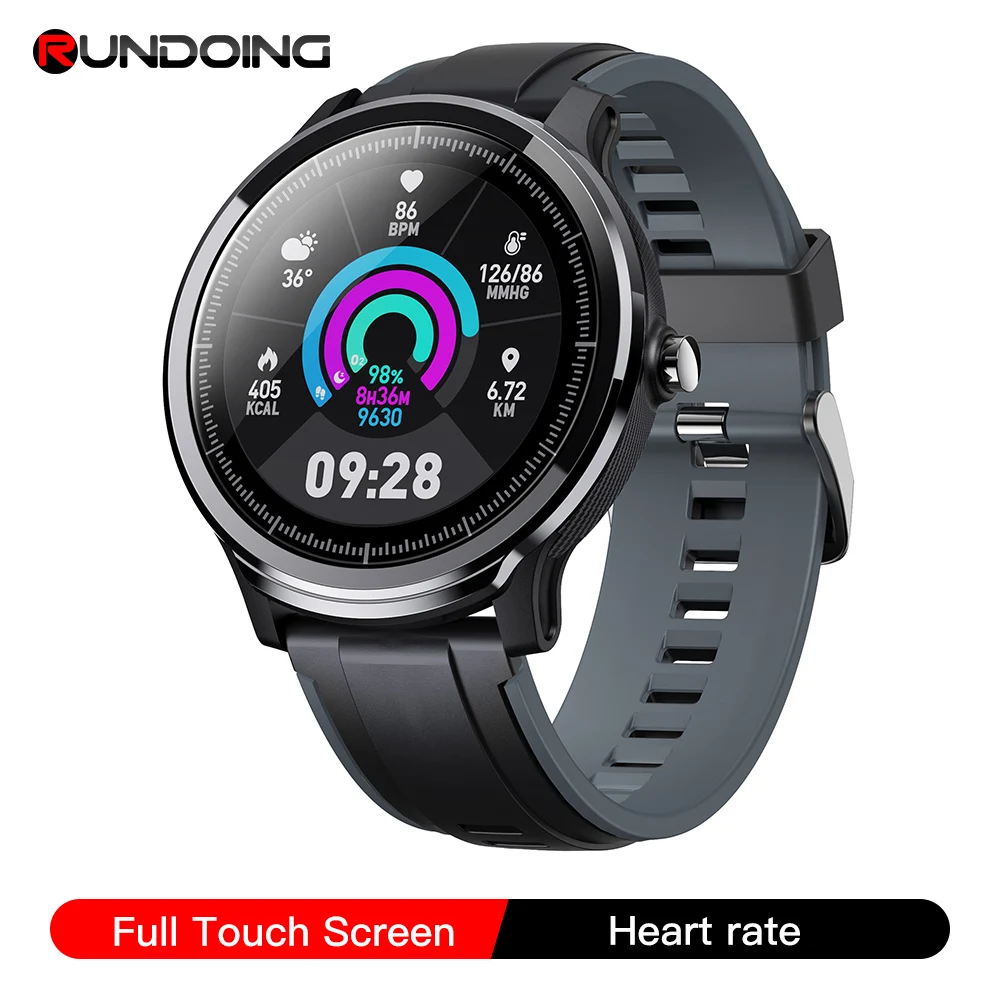 Мужские Смарт часы RUNDOING SN80 1 3 дюйма полный сенсорный экран для сердечного ритма