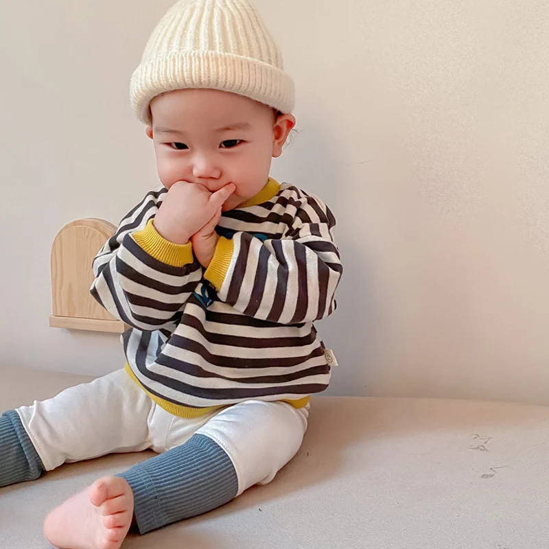

MILANCEL 2021 Spring New Baby Clothing Set Striped Hoodies and Leggings 2 Pcs Infant Suit Toddler Outerwear