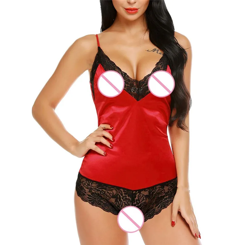 Женское нижнее белье из сатина боди с v образным вырезом кружевной Короткий