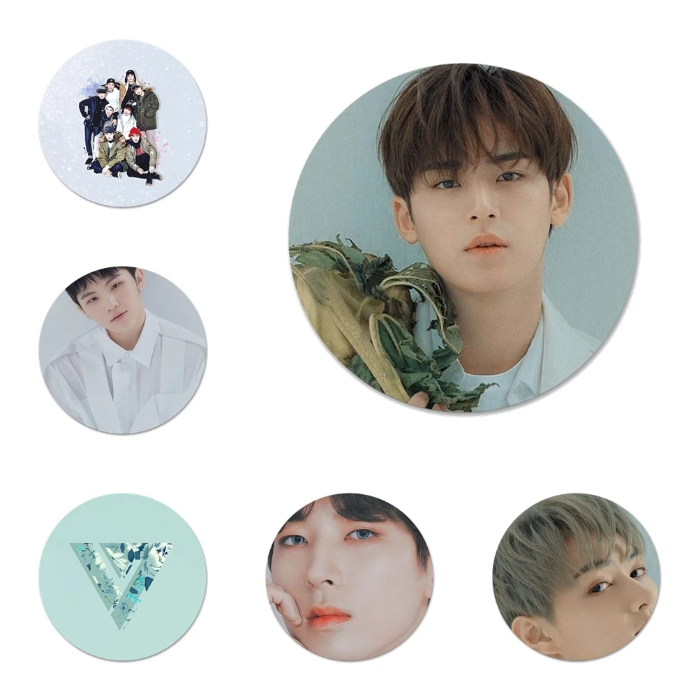 

Seventeen KPOP Boy Icons Pins Badge Decoration Brooches Metal Badges For Backpack Decoration 58mm