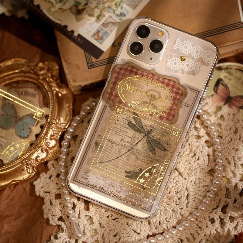 Наклейки Dimi 40 листов с логотипом в виде сада и города бронзовом ретро стиле |