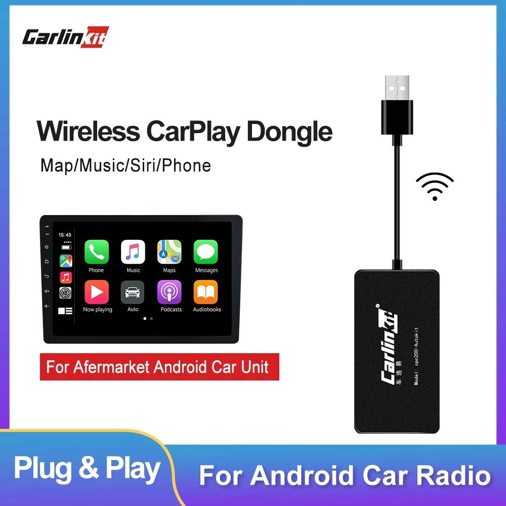 

Carlinkit USB CarPlay Dongle/Android Auto for Android Car Android Multimedia Player iPhone Android phone Wireless Autokit Black