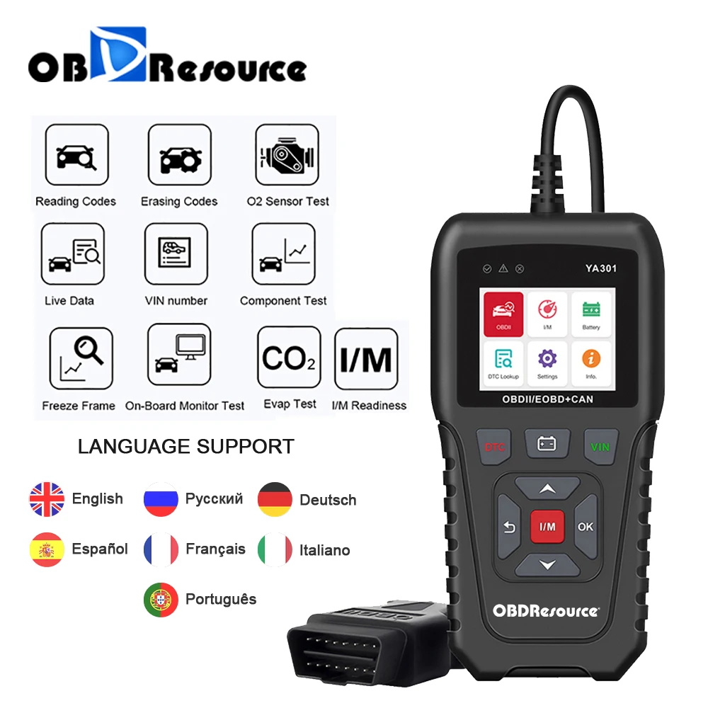 Диагностический инструмент для кодов неисправностей автомобиля YA301 12 В полный
