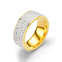 stainless steel rings 8mm full rhinestone for woman luxurious paragraph fashion jewelry
