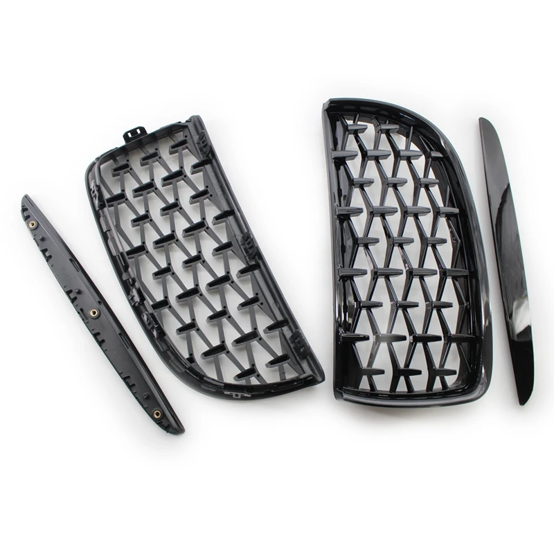 

Car Front Kidney Grill,1 Pair Front Hood Diamond Grille Grill For-BMW 3 Series E90 E91 2005-2008