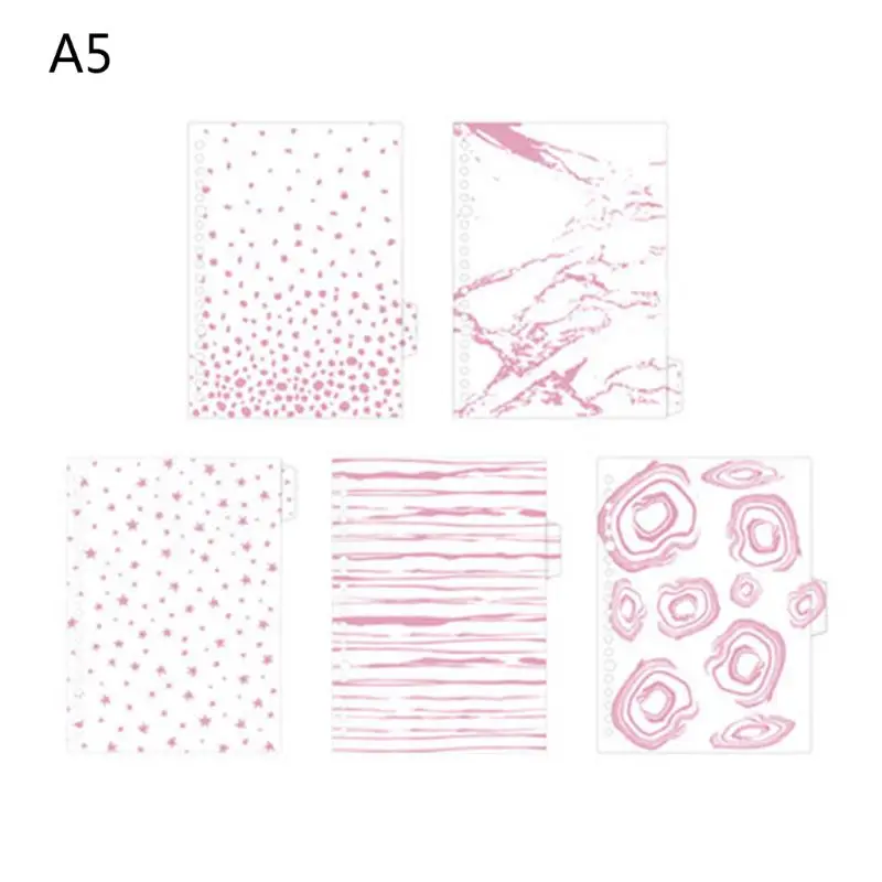 

5Pcs/set Refills Hole Bronzing Leaf Texture Paper Divider Index Separator for A5 A6 Loose Leaf Binder Notebook Students