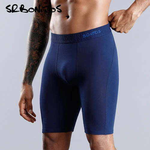 B7 Dark Blue Длинные ноги трусы мужские трусы боксеры хлопок боксерки спортивные трусы для мужчин белье-мужское нижнее белье для мужчин не потеть Длинные боксеры Мужское подштанники штаны брифы Боксеры стрейчивые - Цвет: B7 Dark Blue