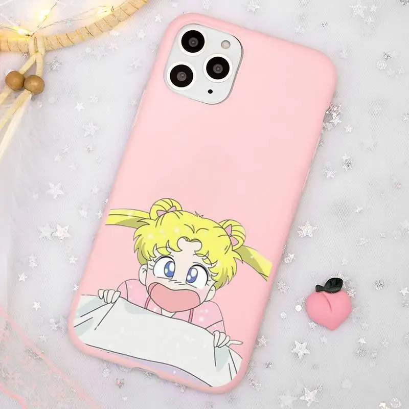 

Anime cute sailor moon Phone Case Candy Color for iPhone 11 12 mini pro XS MAX 8 7 6 6S Plus X SE 2020 XR