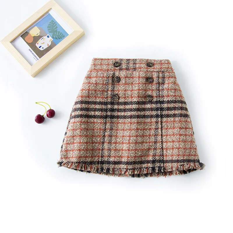 Винтажная клетчатая юбка welaken асимметричная на пуговицах для маленьких девочек