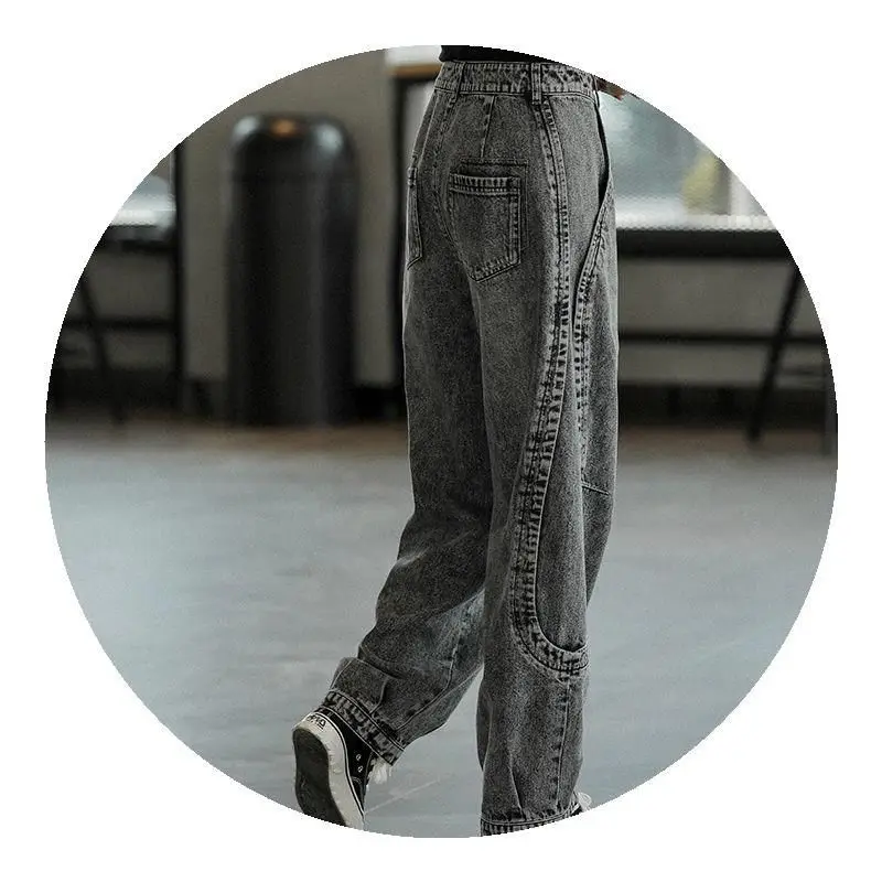 

Spring Autumn Women's High Waist Jeans 2021 Fashion All-match Loose Street Style Conventional Button Pockets Thin Solid Color