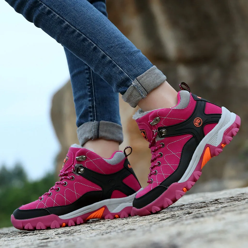 

Mountaineering Plus Velvet Women Sneakers Female Non-Slip Shoes Slip On Ladies Flat Shoe Mesh Trainers Soft Walking Footwear