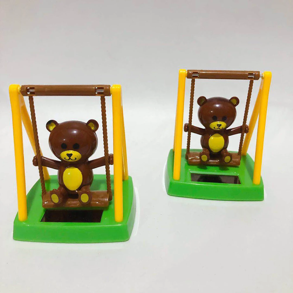 Мультфильм качели фигурка медведь солнечной энергии авто откидной клапан горшок