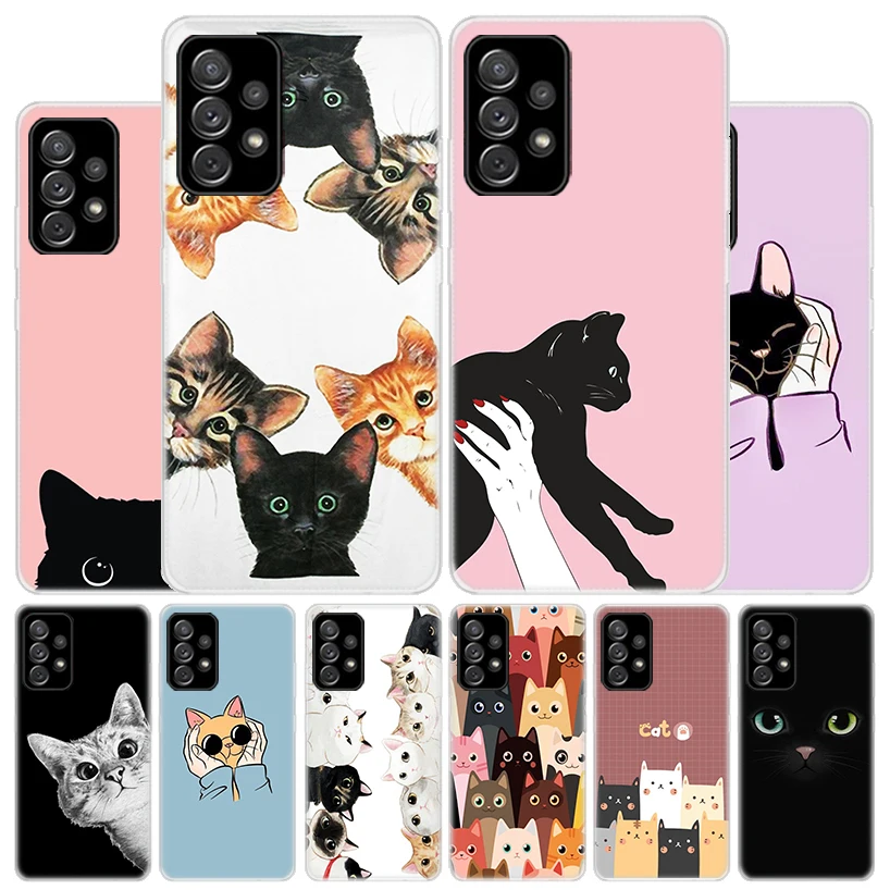 

Cat Cute Kitten Cartoon Cover Phone Case For Samsung Galaxy A53 A52 A73 A72 A12 5G A13 A22 A23 A32 A33 A02S A03S A42 A43 A50S Co