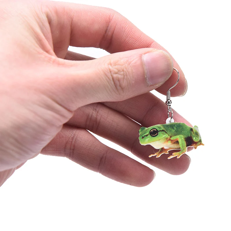 Аксессуары акриловые милые зеленые серьги лягушки Висячие животные ювелирные