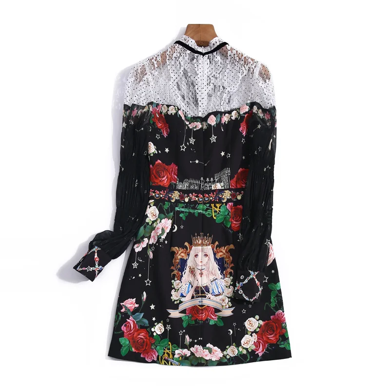 

Fashion Designer 2021 Summer Women'S Dress Holiday Party Mesh Stretch Long Sleeves Patchwork Gorgeous Diamonds Print Mini Dress