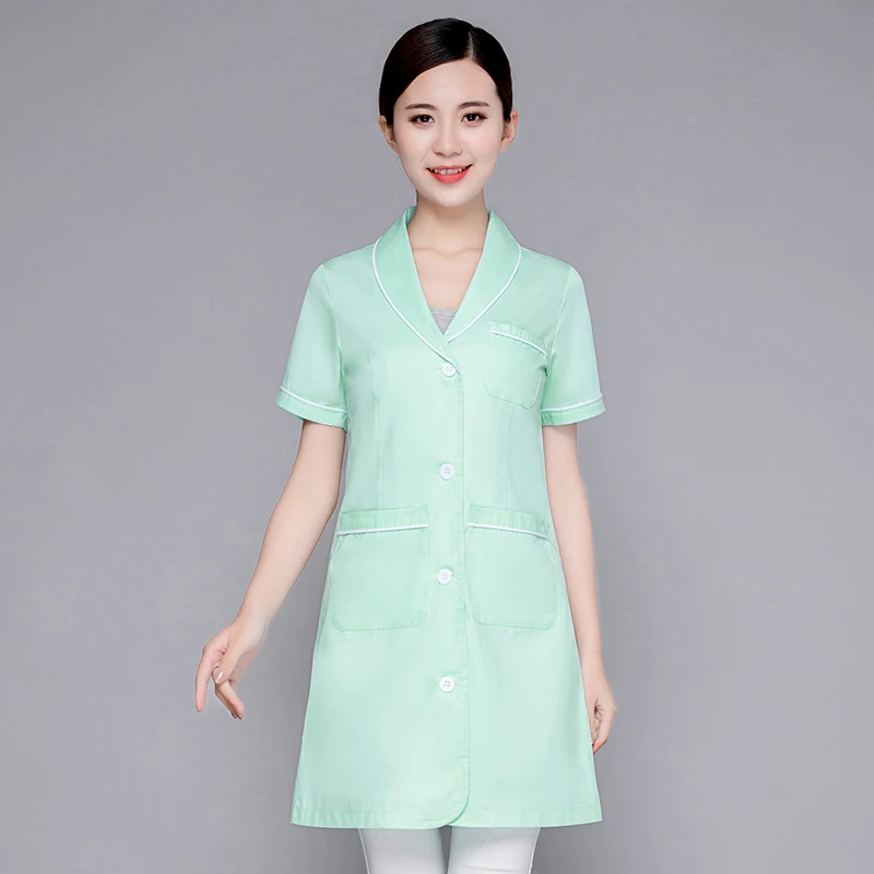 Color3 Модная женская одежда с коротким рукавом для медсестры, униформа для салона красоты, аптека, медицинский скраб, лабораторное пальто, летнее больничное платье для врача - Цвет: Color3