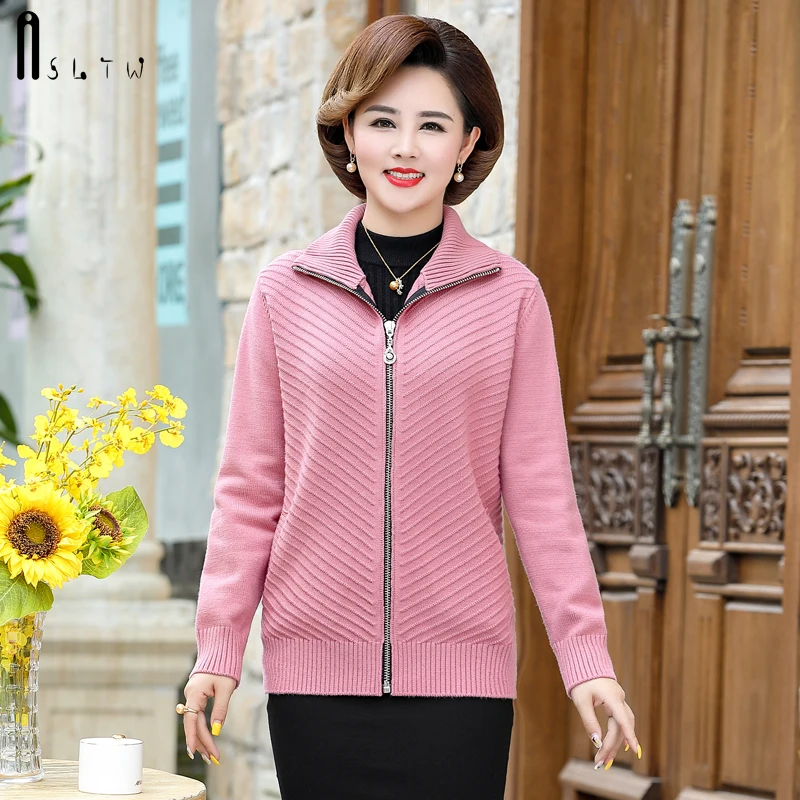 ASLTW твист кардиган пальто Новый Осень Зима Водолазка на молнии для женщин плюс