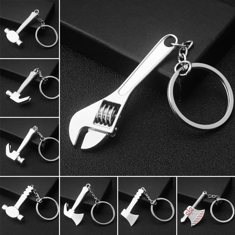 Fashion Tools Keychains Spanner Hammer Saw Axe Wrench Electrodrill Scissors Alloy Pendants with Chains useful Key chains | Дом и сад