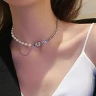 Жемчужное ожерелье с подвеской в виде сердца, асимметричное модное женское многослойное геометрическое Колье со звездами, Ювелирное Украшение для вечеринки, новый тренд 2021