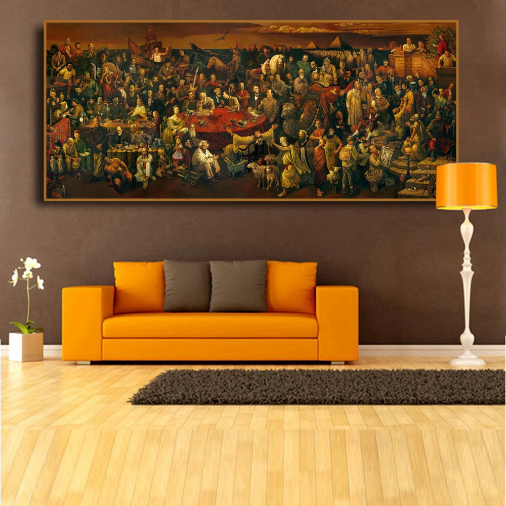 

Ancient and modern historical celebrities posing with oil painting posters and prints on canvas Modern art home decoration