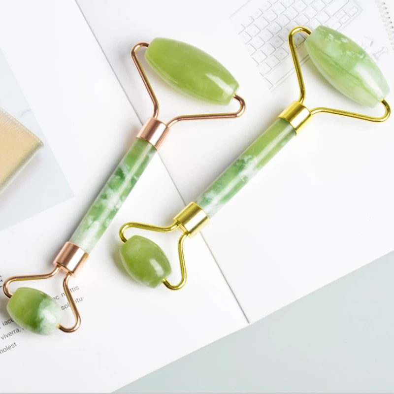 

Green Hot Jade Roller Massager Roller Gua Sha Jade Stone Face Massager Beauty Thin Face Lift Anti Wrinkle Facial Skin Care Tools