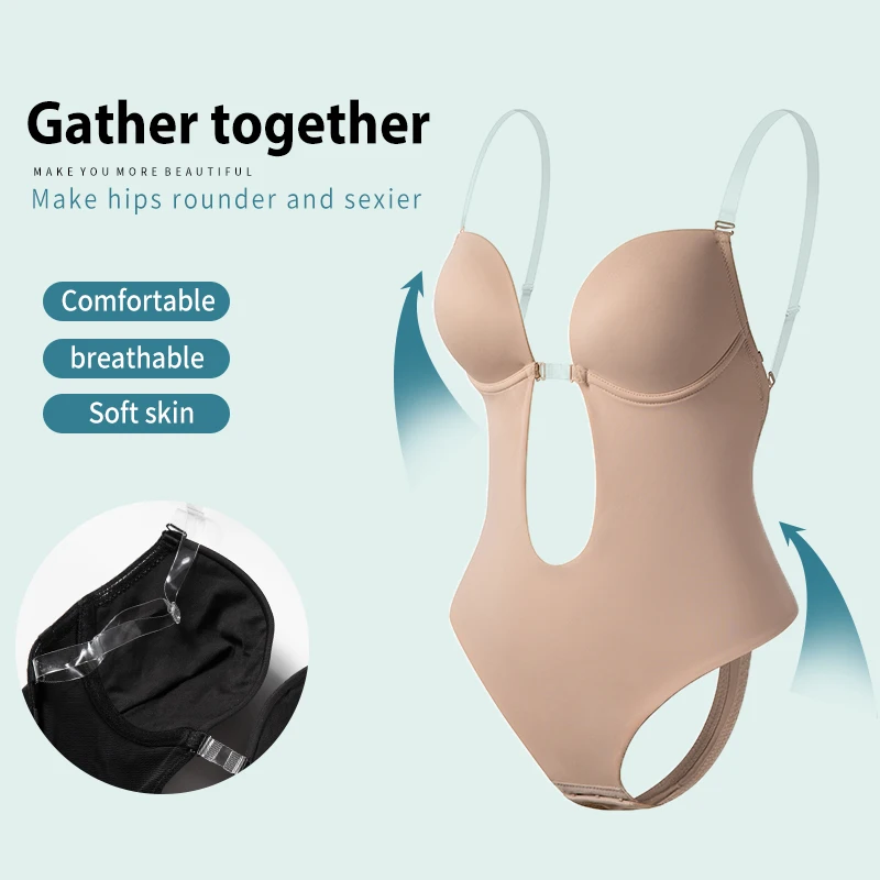 Body modelage du body shaper profond с V образным вырезом string dos nu en forme de U Женский корсет|Боди| |