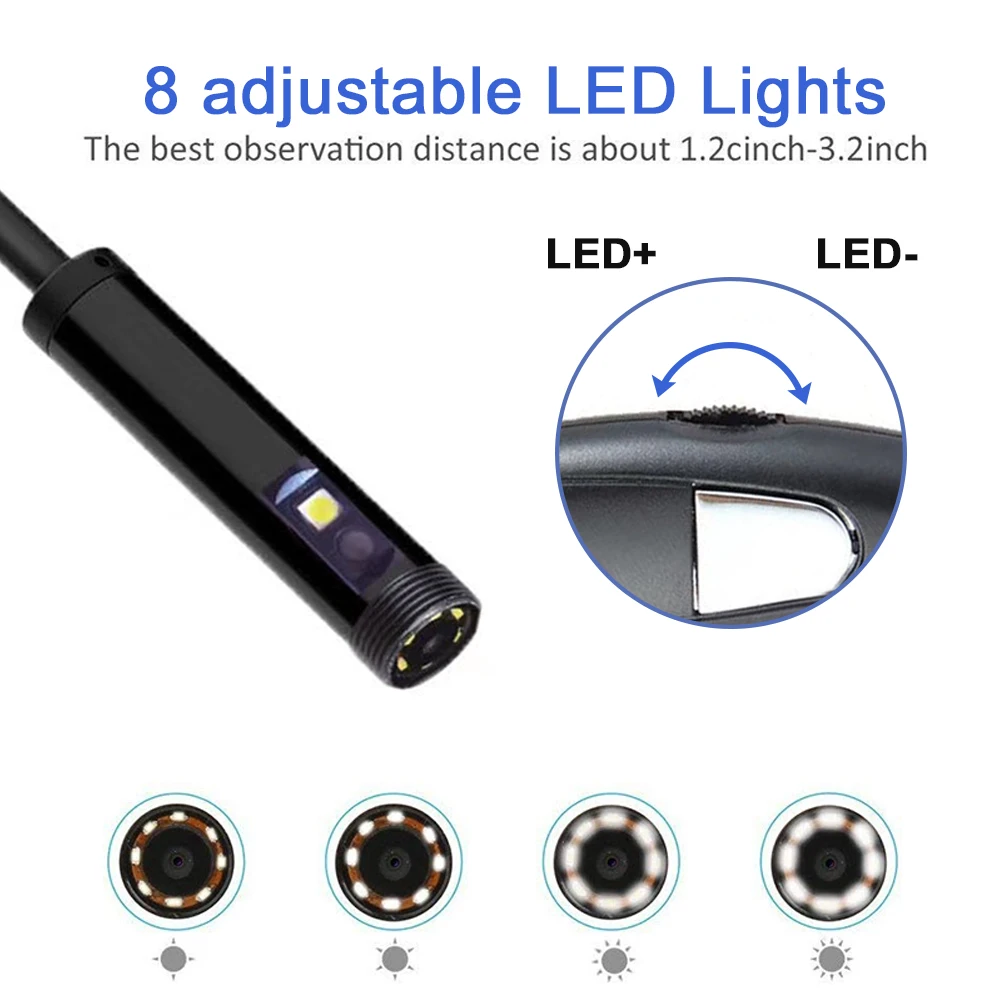 

3 In 1 Adjustable LED With Cable Flexible Pipeline Dual Lens Aluminum Alloy HD Tablet Waterproof Borescope Industrial Endoscope
