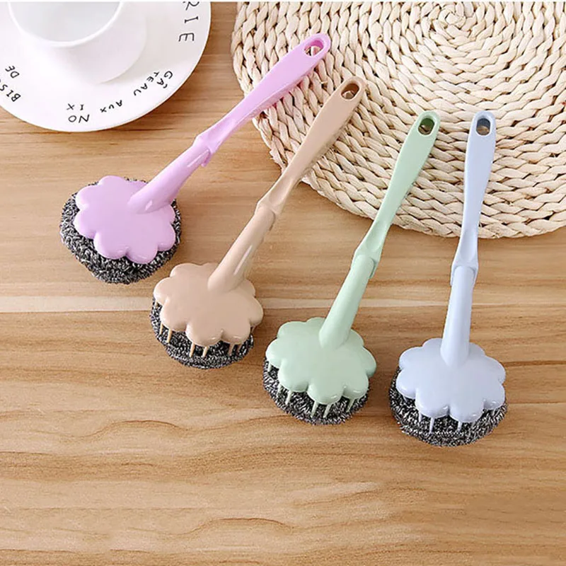 Щетка для чистки из нержавеющей стали с длинной ручкой сменная проволочная