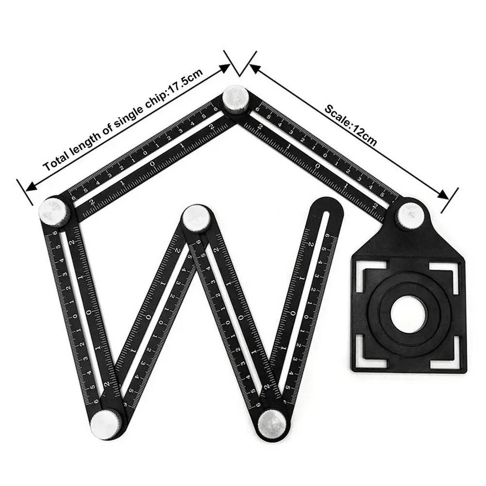 

6-fold Aluminium Alloy Angle Ruler Finder Measuring Ruler Perforated Mold Template Tool Izer Locator Drill Guide Tile Hole Adjus