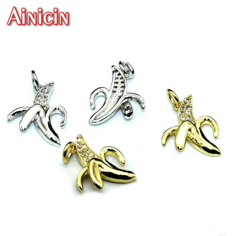 

Высокое качество Золотой Цвет покрытие очищенные бананы с CZ Настройки амулеты для милых женщин ювелирных изделий делая результаты 20 шт./лот