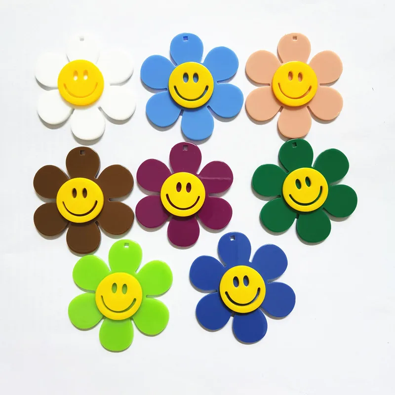 10 шт. 55 мм корейские Сделай Сам улыбающееся лицо цветок. Подсолнечника рисунком в