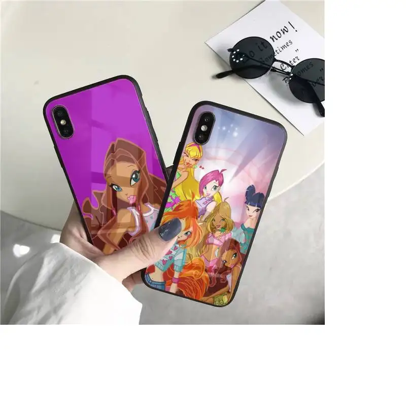

YNDFCNB Girl Wingx Phone Case For iphone 11 Pro XR XS MAX 8 X 7 6S 6 Plus Tempered Glass cove fundas