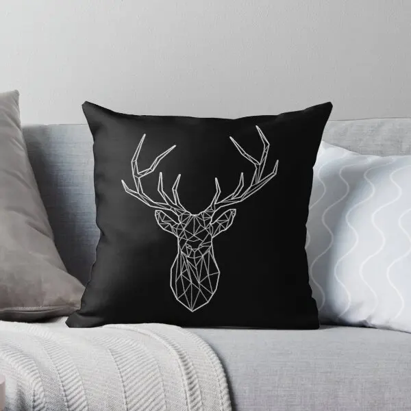 

Geometric stag - BLACK Soft Decorative Throw Pillow Cover for Home Pillows NOT Included