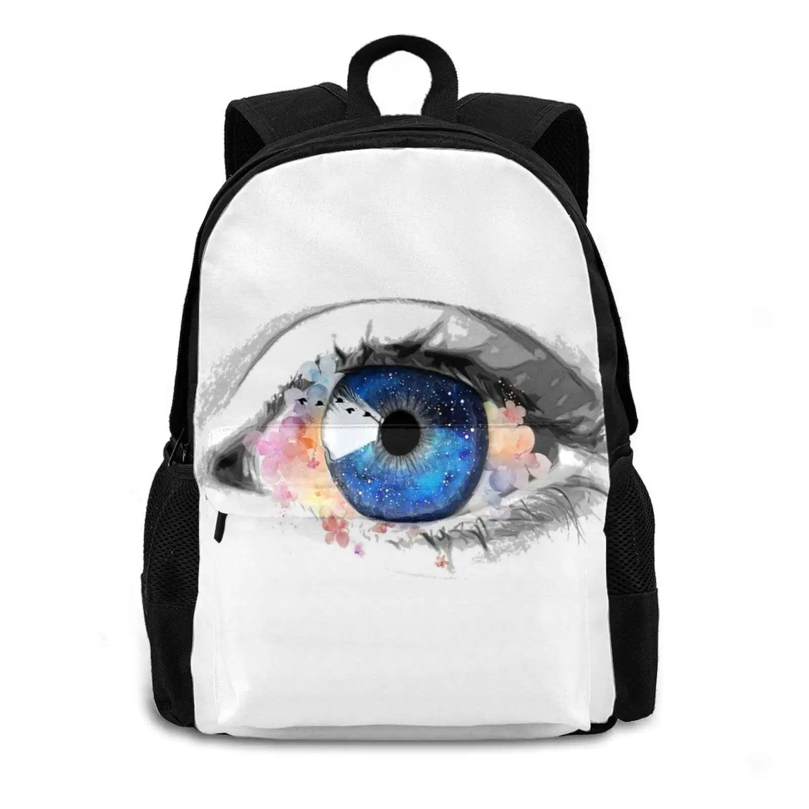 Créative Oeil 3d Print Design Рюкзак Повседневная сумка Galaxie Коллаж Fleurs Peinture Artistiques Oiseaux Lash