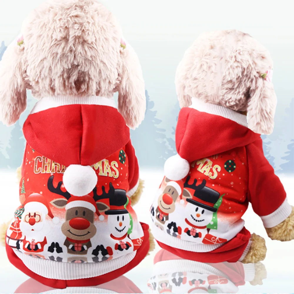 Christmas Dog Clothes Winter Autumn Red Coat Clothing Santa Pattern Costume Pet Cute Puppy Outfit For | Дом и сад