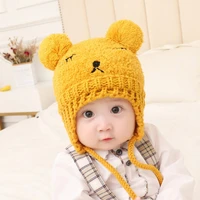3 36 months baby kids cartoon cute hat cap with pompom winter warm girl hat beanie knitted hat bonnet winter hats accessories