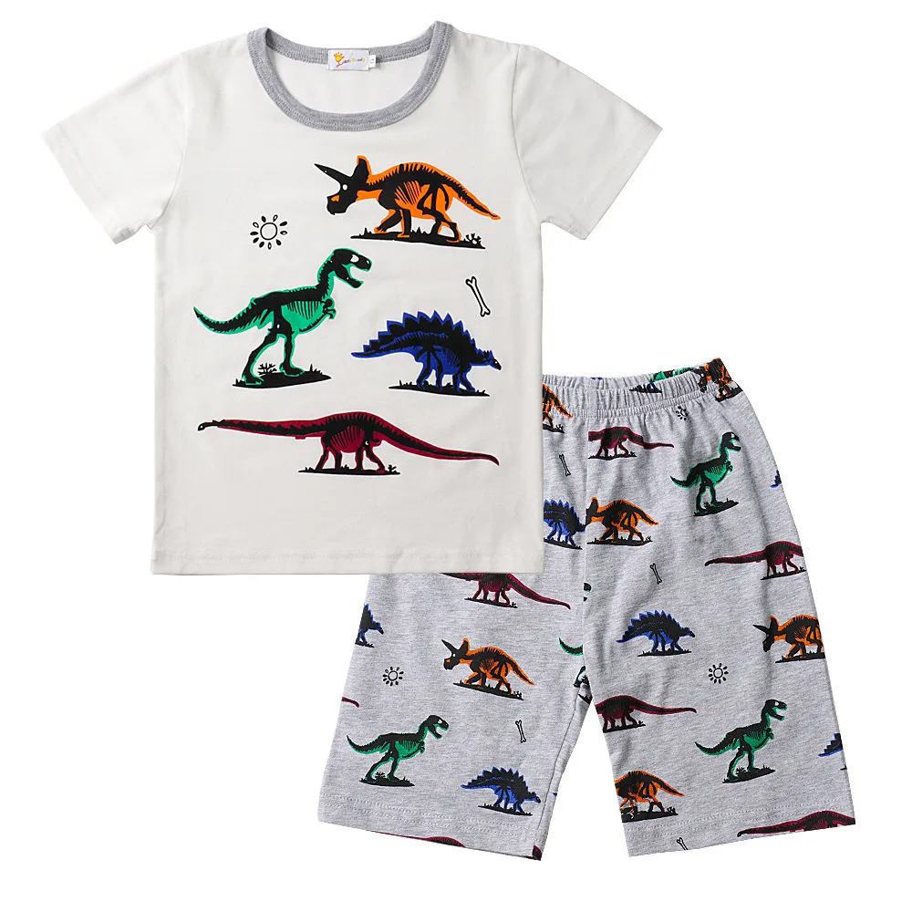 Dinosaur Vgiee/комплект одежды для маленьких мальчиков весенне-Летняя короткая футболка с рисунком динозавра для мальчиков от 2 до 8 лет - Цвет: Dinosaur