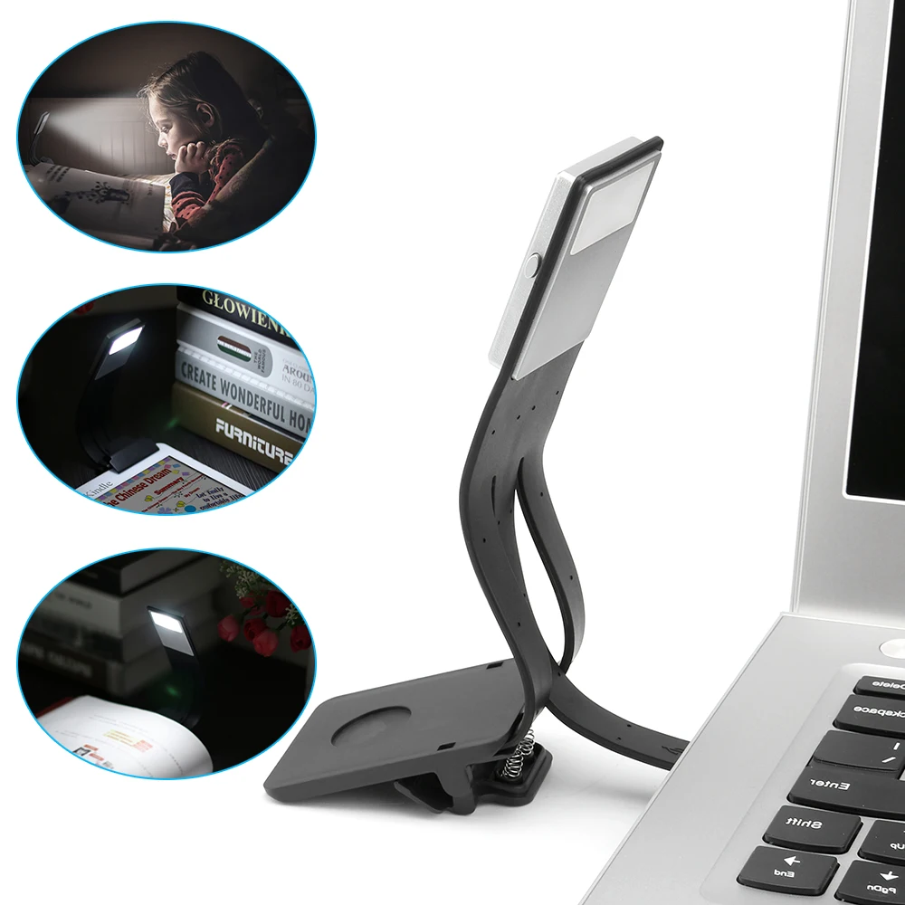 Светодиодный книга светильник чтения Гибкая затемняемая USB Перезаряжаемые