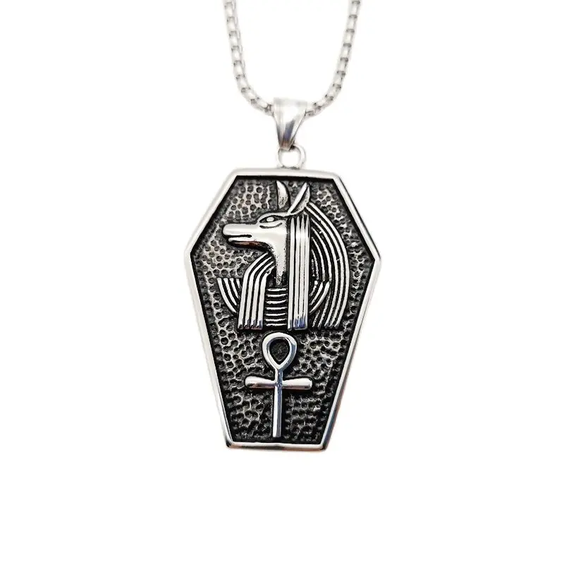 316L Stainless Steel Hip Hop Antique Silver Color Antient Egypitian Anubis Cross Shield Pendant Necklace Men | Украшения и