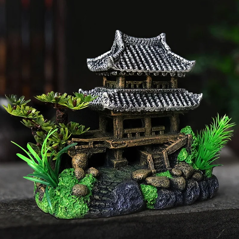 Artificial Hill House Decoration Exquisite Landscape Resin Crafts For Aquarium Fish Tank Accessories | Дом и сад