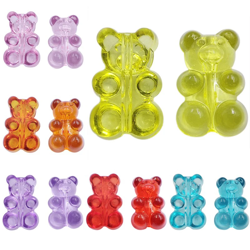 

10pcs Candy Color Gummy Mini Bear Charms for Making Cute Earrings Pendants Necklaces DIY Creative Jewelry Finding