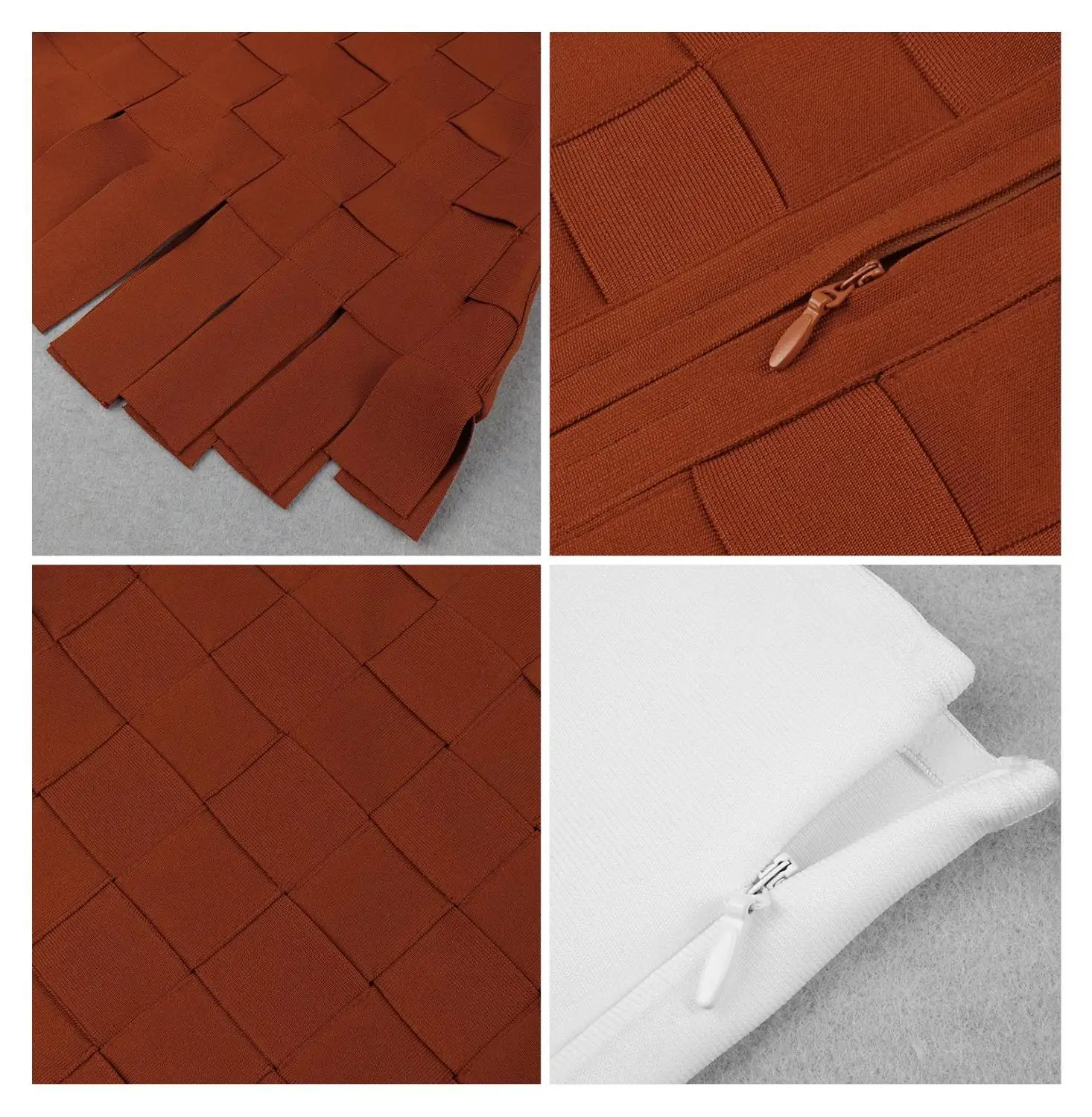 

2020 New Fashion Bandage Set 2 Pieces Choker Brown Top Patchwork Sleeveless White Mini Skirts Elegant Sexy Sheath Vestidos
