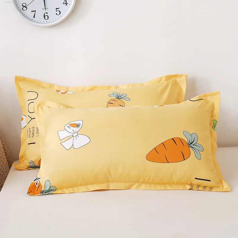 

BOUSSAC Bedroom Pillow Cartoon Single Double Washed Cotton Pillowcase Student Dormitory Pillow Core Pillowcase 48x74cm