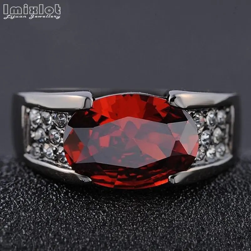 Imixlot красный драгоценный камень овальный кристалл кольцо Свадебные украшения